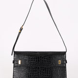 Saint Laurent Manhattan Croc Embossed Shoulder Bag