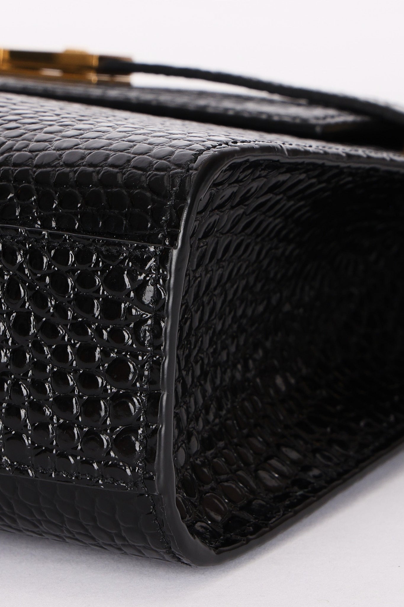 Saint Laurent Manhattan Croc Embossed Shoulder Bag