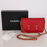 Chanel Filigree Wallet on Chain Red Caviar AGHW