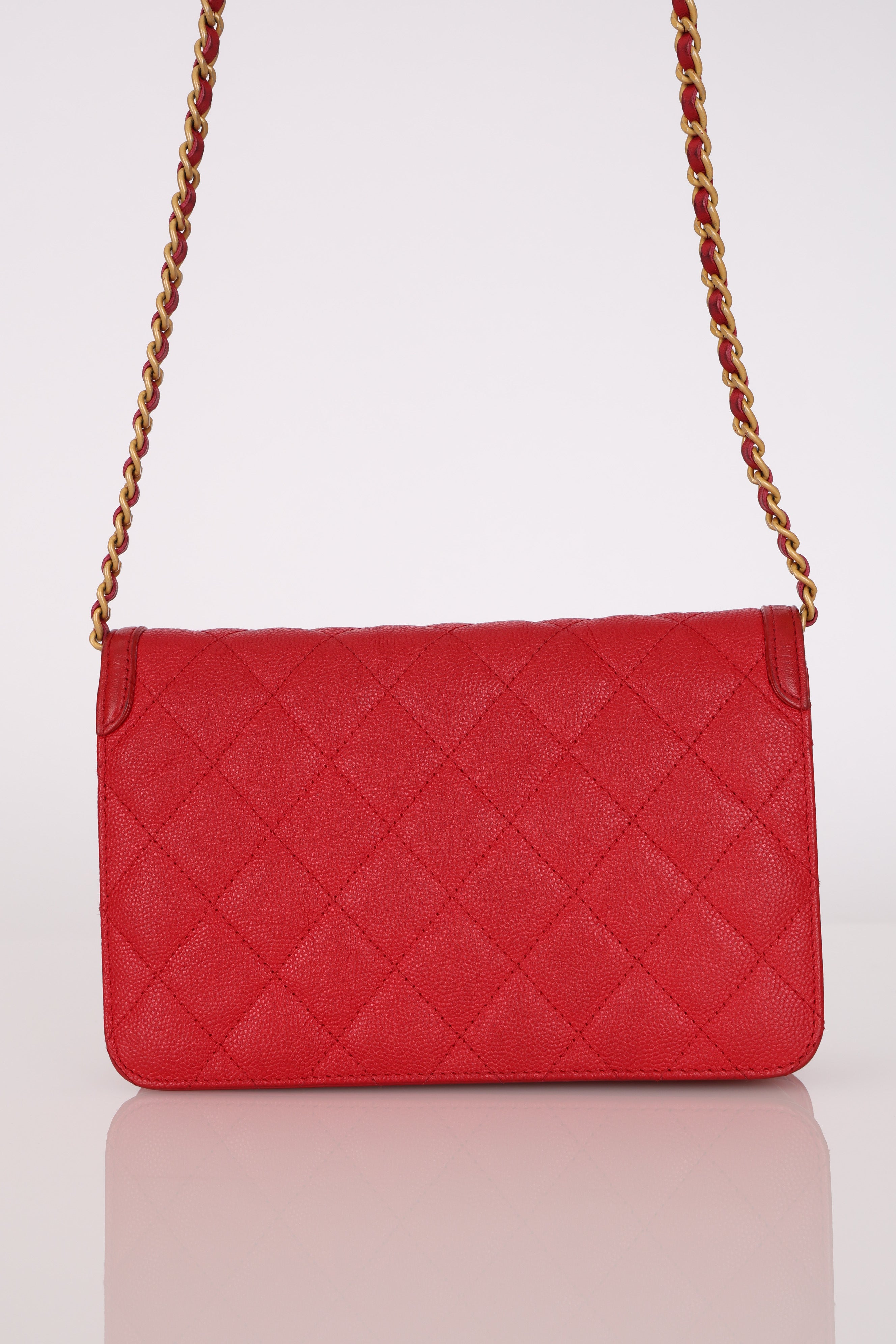 Chanel Filigree Wallet on Chain Red Caviar AGHW