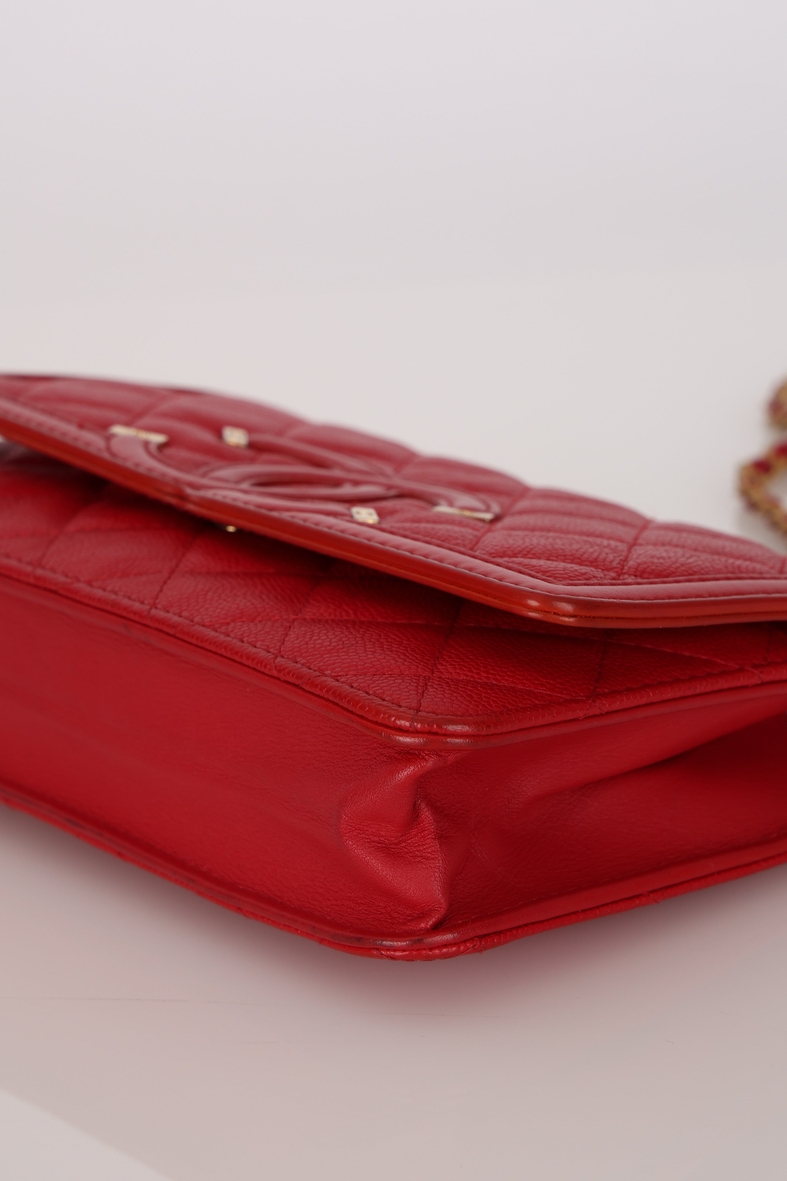 Chanel Filigree Wallet on Chain Red Caviar AGHW