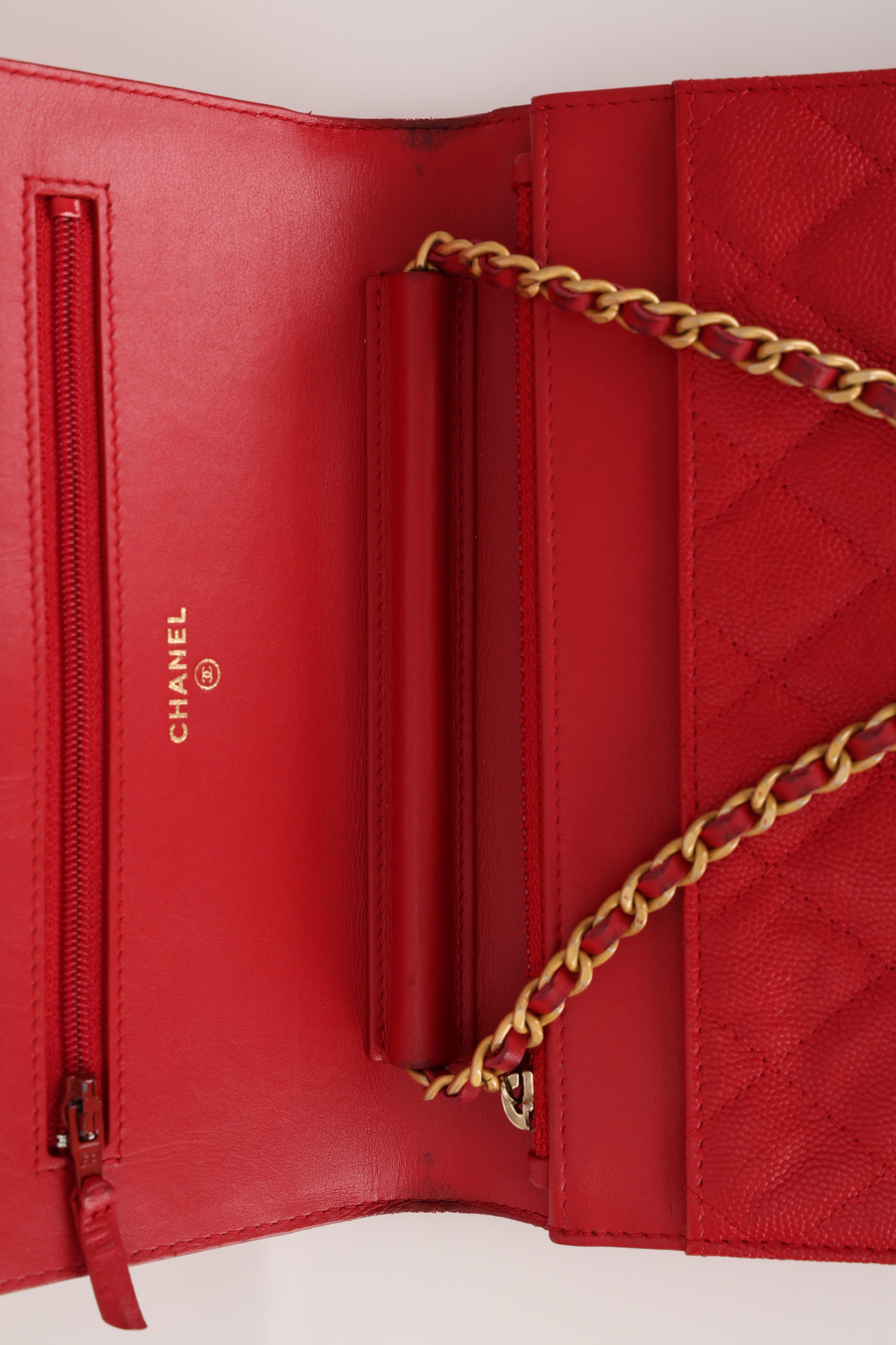 Chanel Filigree Wallet on Chain Red Caviar AGHW