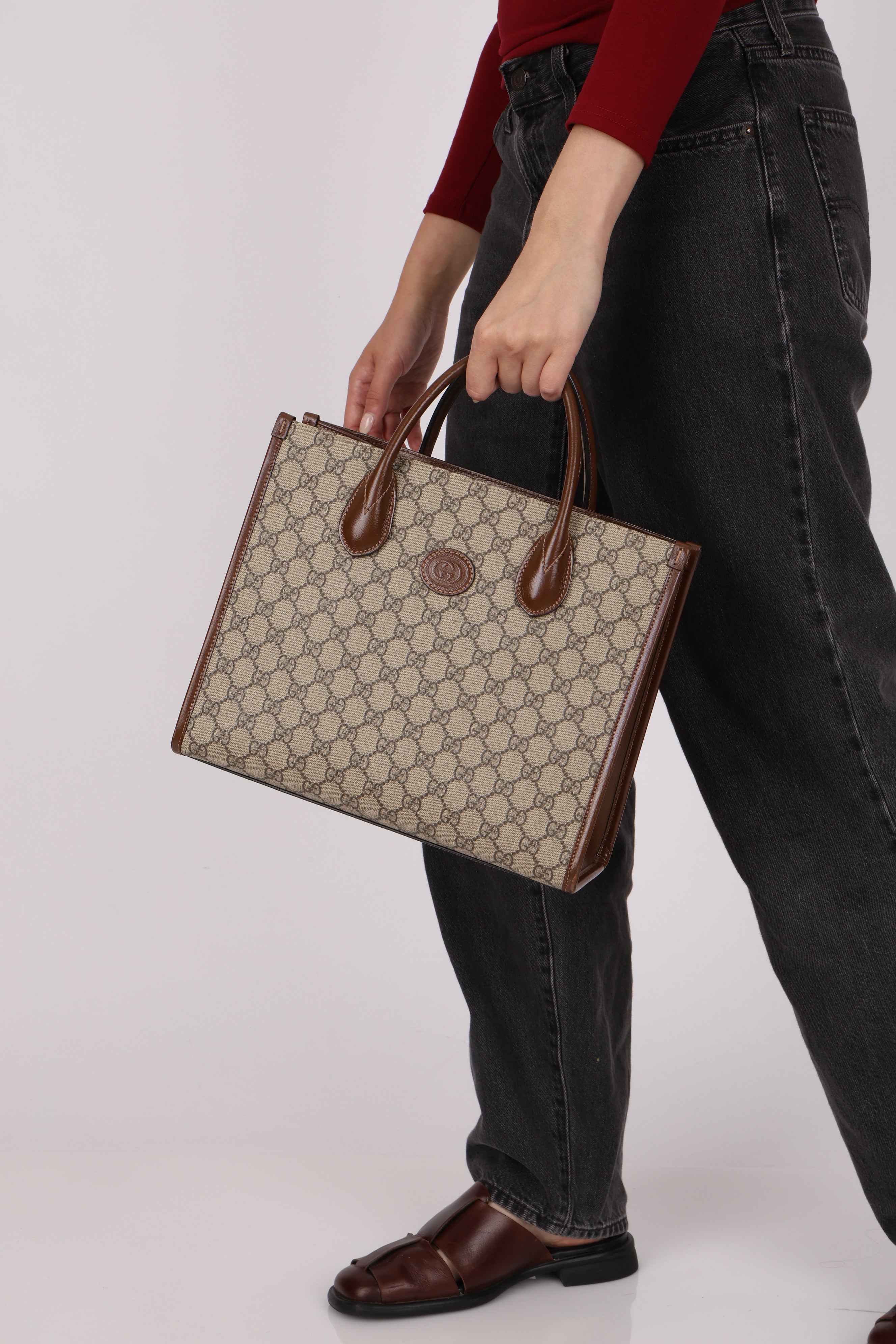 Gucci Monogram Supreme Canvas Tote Bag