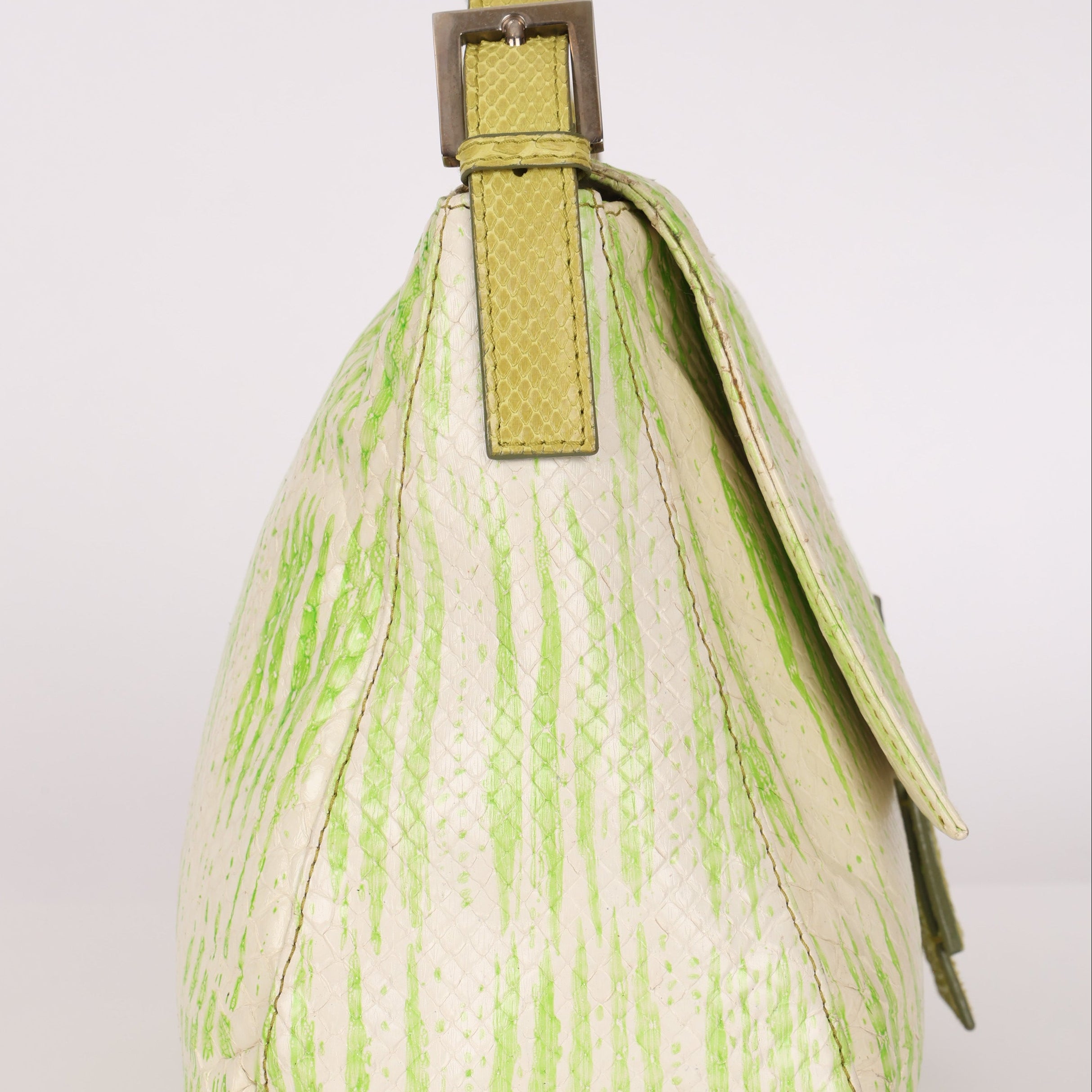 Fendi Mamma Forever Baguette Lime Green Watersnake