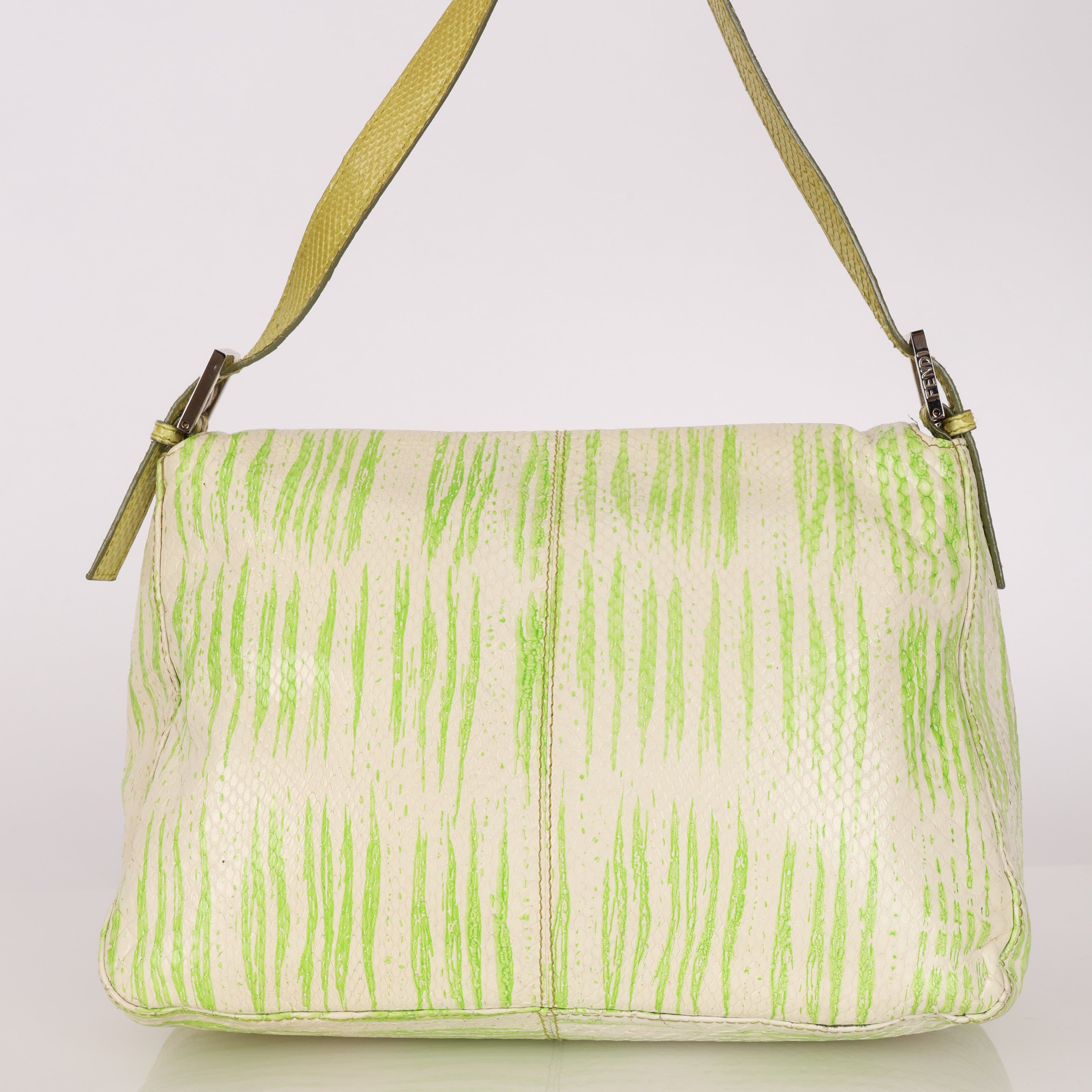 Fendi Mamma Forever Baguette Lime Green Watersnake
