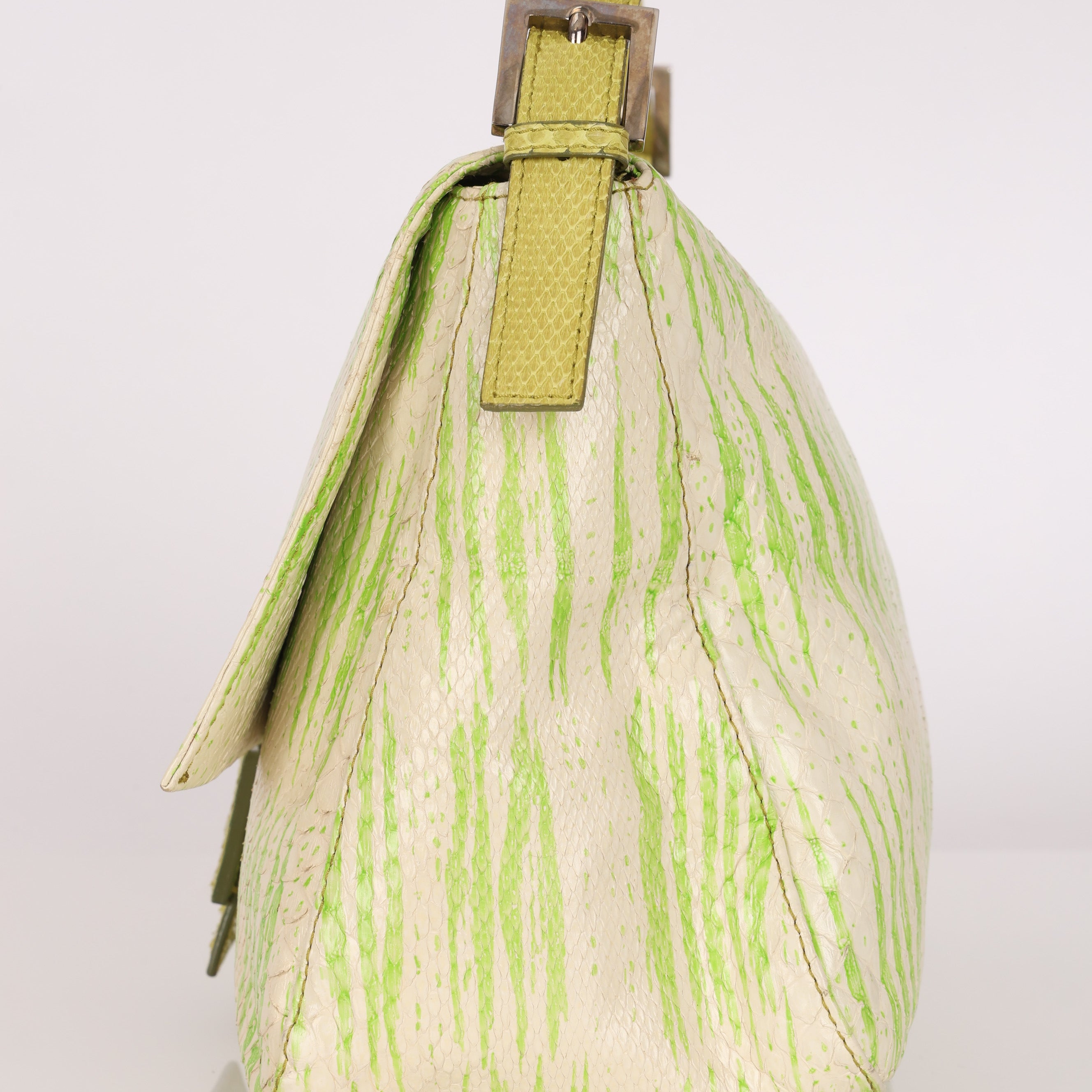 Fendi Mamma Forever Baguette Lime Green Watersnake