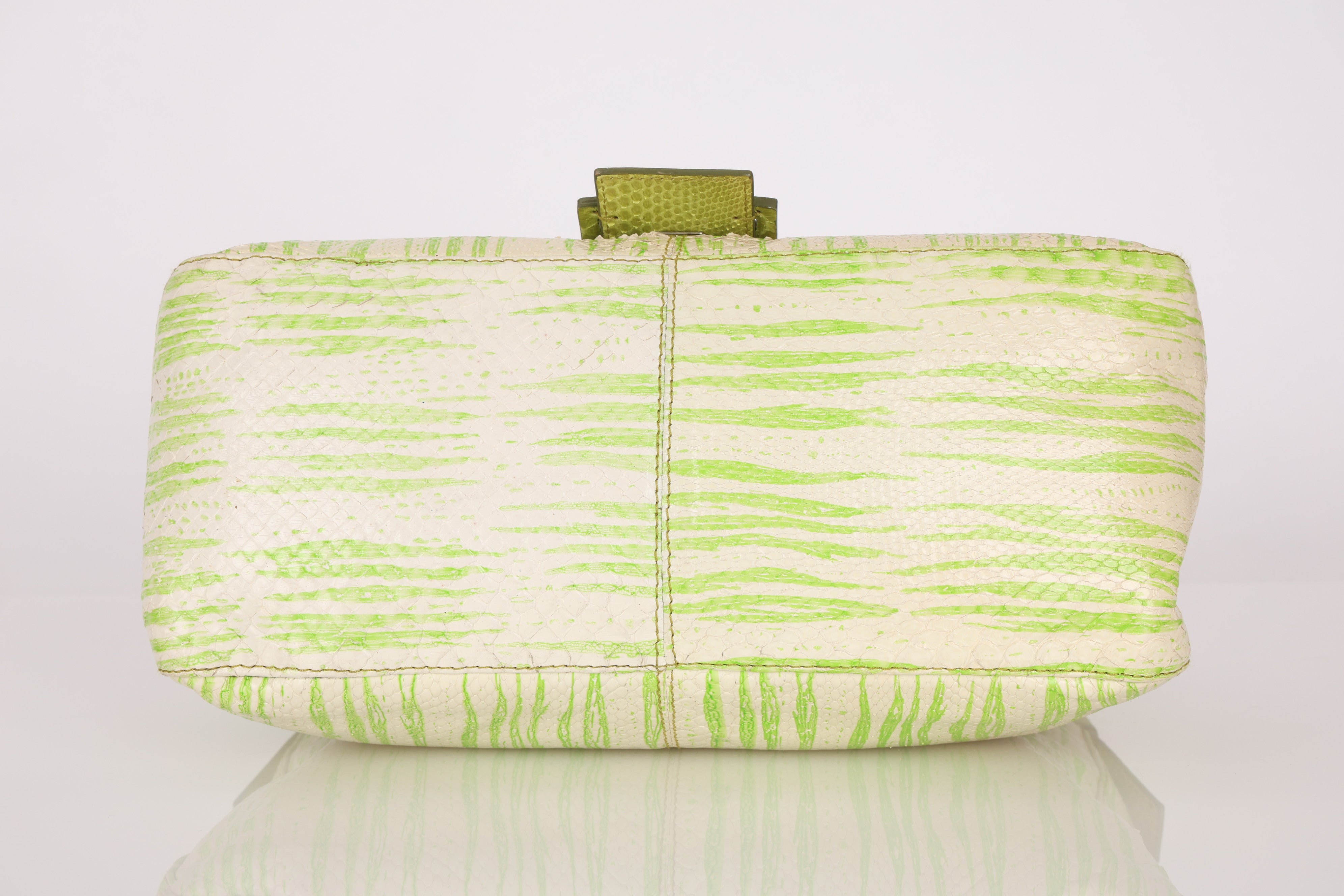 Fendi Mamma Forever Baguette Lime Green Watersnake