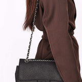 Chanel Medium Double Flap Black Perforated Jersey 2016 SHW
