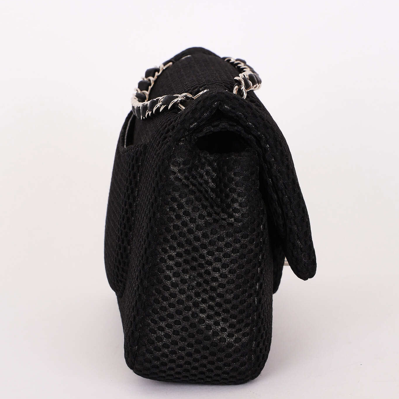 Chanel Medium Double Flap Black Perforated Jersey 2016 SHW