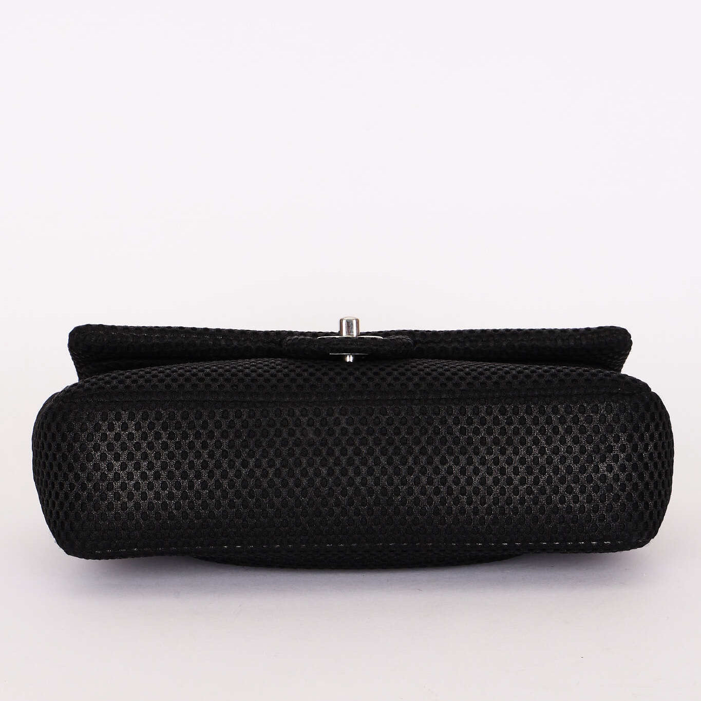Chanel Medium Double Flap Black Perforated Jersey 2016 SHW