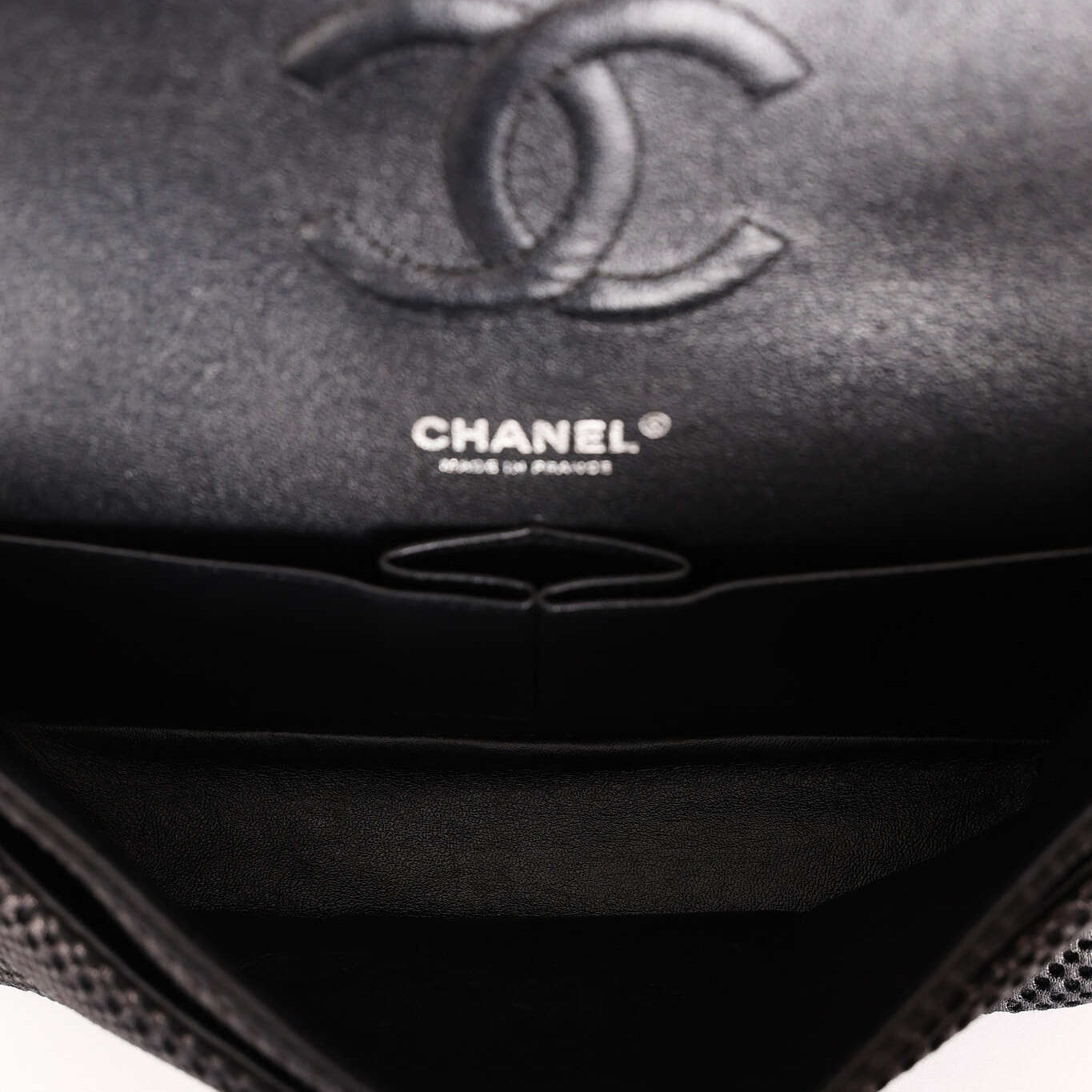 Chanel Medium Double Flap Black Perforated Jersey 2016 SHW