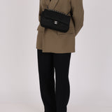 Chanel Medium Double Flap Black Perforated SHW