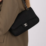 Chanel Medium Double Flap Black Perforated SHW
