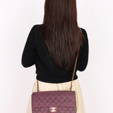 Ultra-Rare Chanel Medium Classic Single Flap Plum Jersey 1995 24K GP