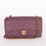 Ultra-Rare Chanel Medium Classic Single Flap Plum Jersey 1995 24K GP