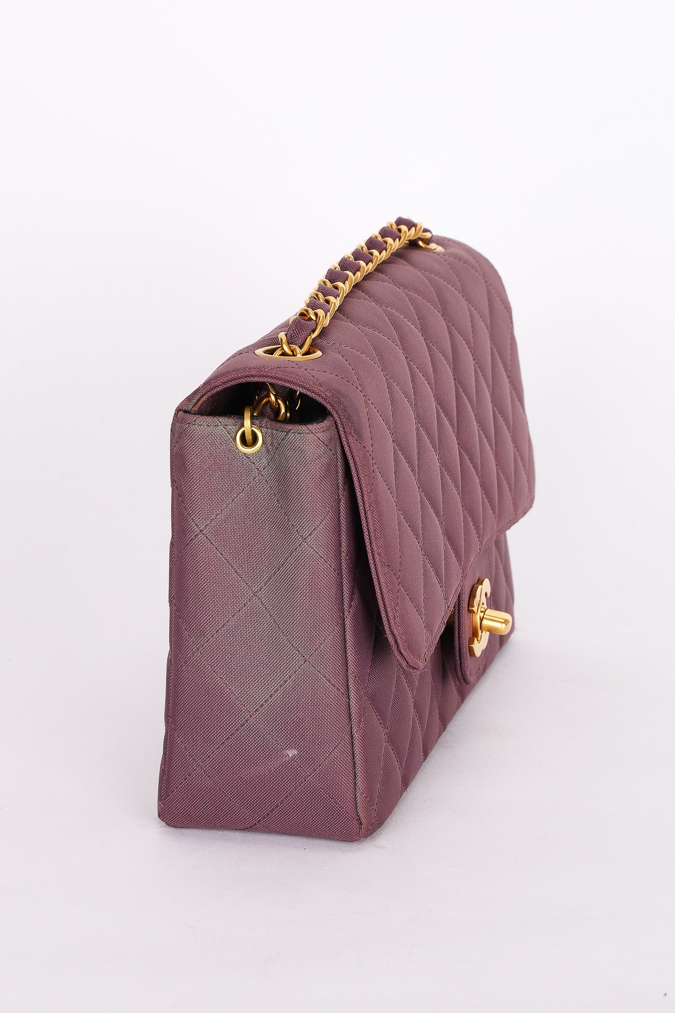 Ultra-Rare Chanel Medium Classic Single Flap Plum Jersey 1995 24K GP