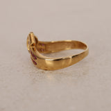 18K Yellow Gold Ruby Crossover Ring, Size US 7 - Drop 16