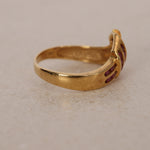 18K Yellow Gold Ruby Crossover Ring, Size US 7 - Drop 16