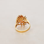 1960s - 1970s 18K Yellow Gold Ruby and Diamond Floral Branch Ring, Size US 6