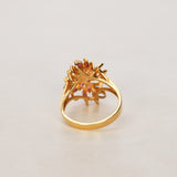 1960s - 1970s 18K Yellow Gold Ruby and Diamond Floral Branch Ring, Size US 6