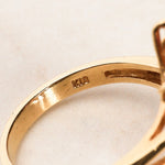 1960s - 1970s 18K Yellow Gold Ruby and Diamond Floral Branch Ring, Size US 6