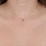 19K Emerald & Diamond Pendant Necklace