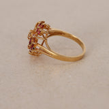 1960s - 1970s 18K Yellow Gold Ruby and Diamond Floral Branch Ring, Size US 6 - Drop 23
