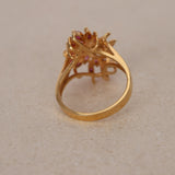 1960s - 1970s 18K Yellow Gold Ruby and Diamond Floral Branch Ring, Size US 6 - Drop 23