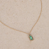 19K Emerald & Diamond Pendant Necklace