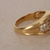1980s - 1990s 18K Yellow Gold Marquise Cut Sapphire and Diamond Bypass Ring, Size US 7 - Drop 23