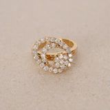 1970s - 1980s 18K Yellow Gold Diamond Swivel Loop Ring, Size US 6 - Drop 24