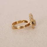 1970s - 1980s 18K Yellow Gold Diamond Swivel Loop Ring, Size US 6 - Drop 24