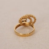 1970s - 1980s 18K Yellow Gold Diamond Swivel Loop Ring, Size US 6 - Drop 24