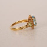 1990s - 2000s 18K Yellow Gold Diamond Peridot and Topaz Halo Ring, Size US 7 - Drop 24
