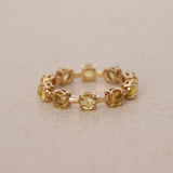 2000s 14K Yellow Gold Sapphire Band Ring, Size US 6.5 - Drop 24