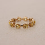 2000s 14K Yellow Gold Sapphire Band Ring, Size US 6.5 - Drop 24