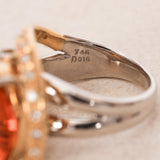 1980s - 1990s 18K Yellow Gold and Platinum Ruby and Diamond Flower Halo Ring, Size US 5 - Drop 24