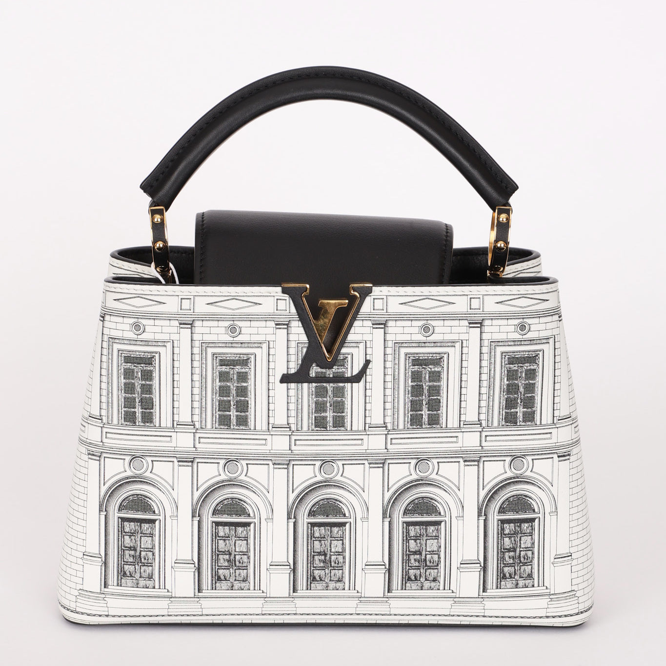Ultra-Rare Louis Vuitton x Fornasetti Architettura Capucines BB Silk-Screen Leather 2021 SHW - Drop 11