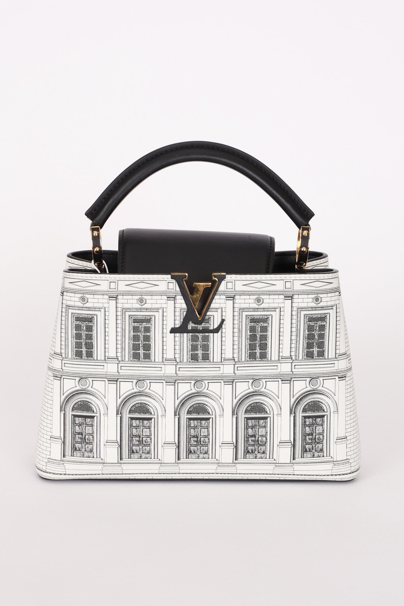 Ultra-Rare Louis Vuitton x Fornasetti Architettura Capucines BB Silk-Screen Leather 2021 SHW - Drop 11