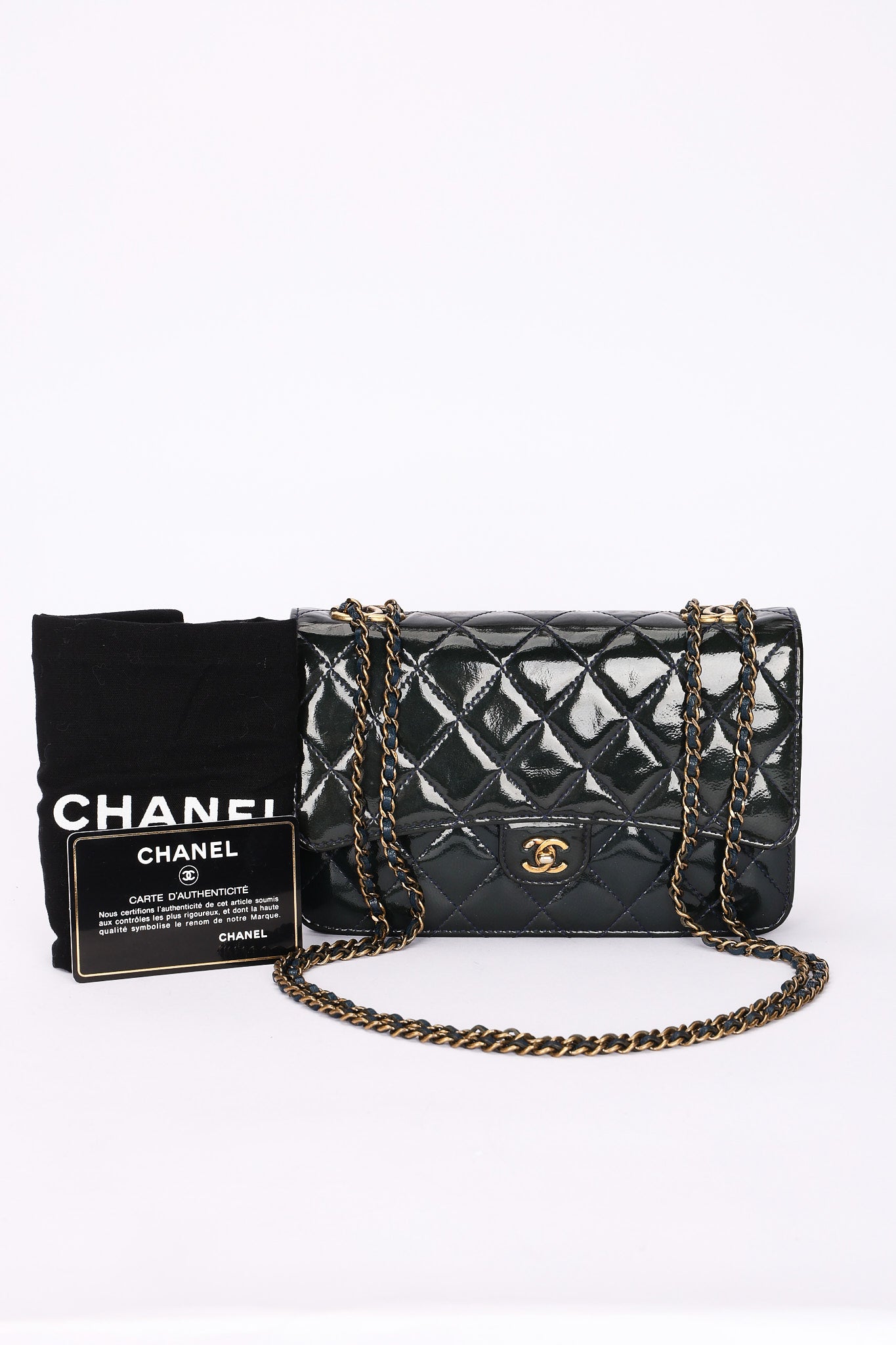 Chanel Paris-Salzburg Wallet on Chain Navy Patent 2015 AGHW