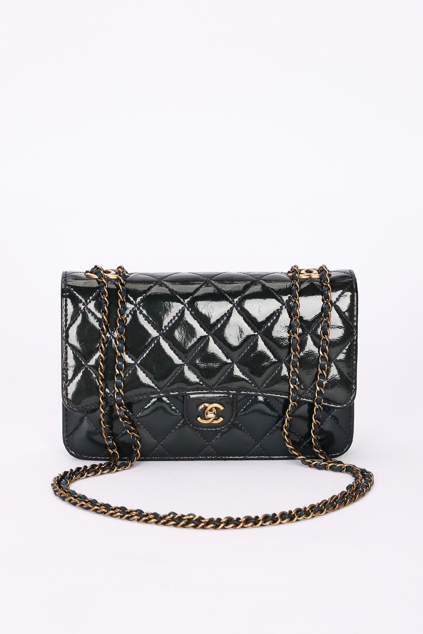 Chanel Paris-Salzburg Wallet on Chain Navy Patent 2015 AGHW