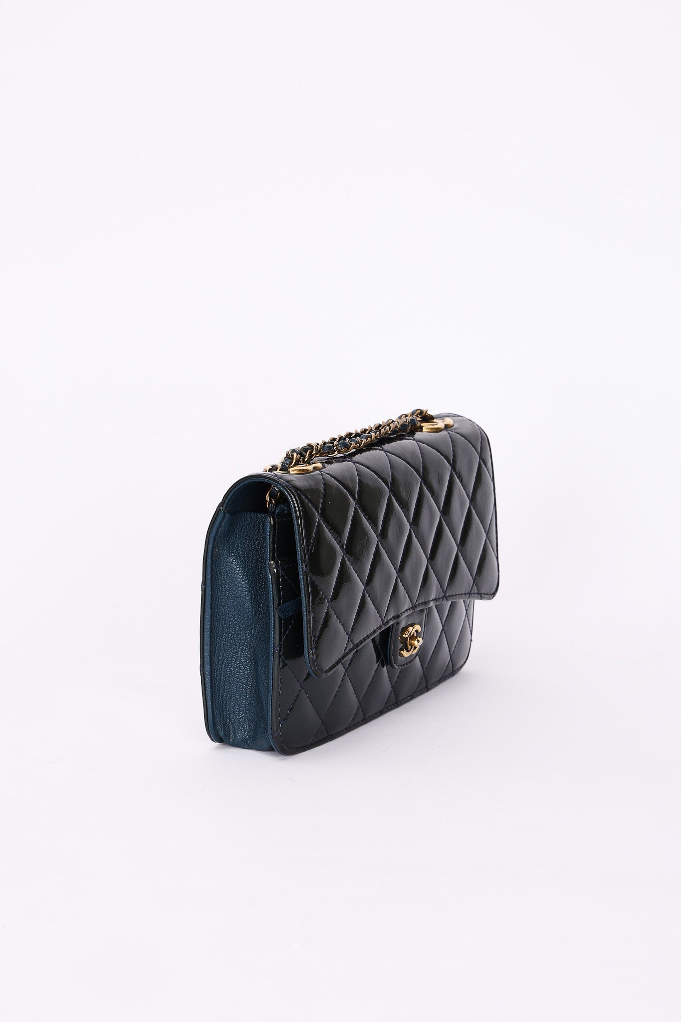 Chanel Paris-Salzburg Wallet on Chain Navy Patent 2015 AGHW