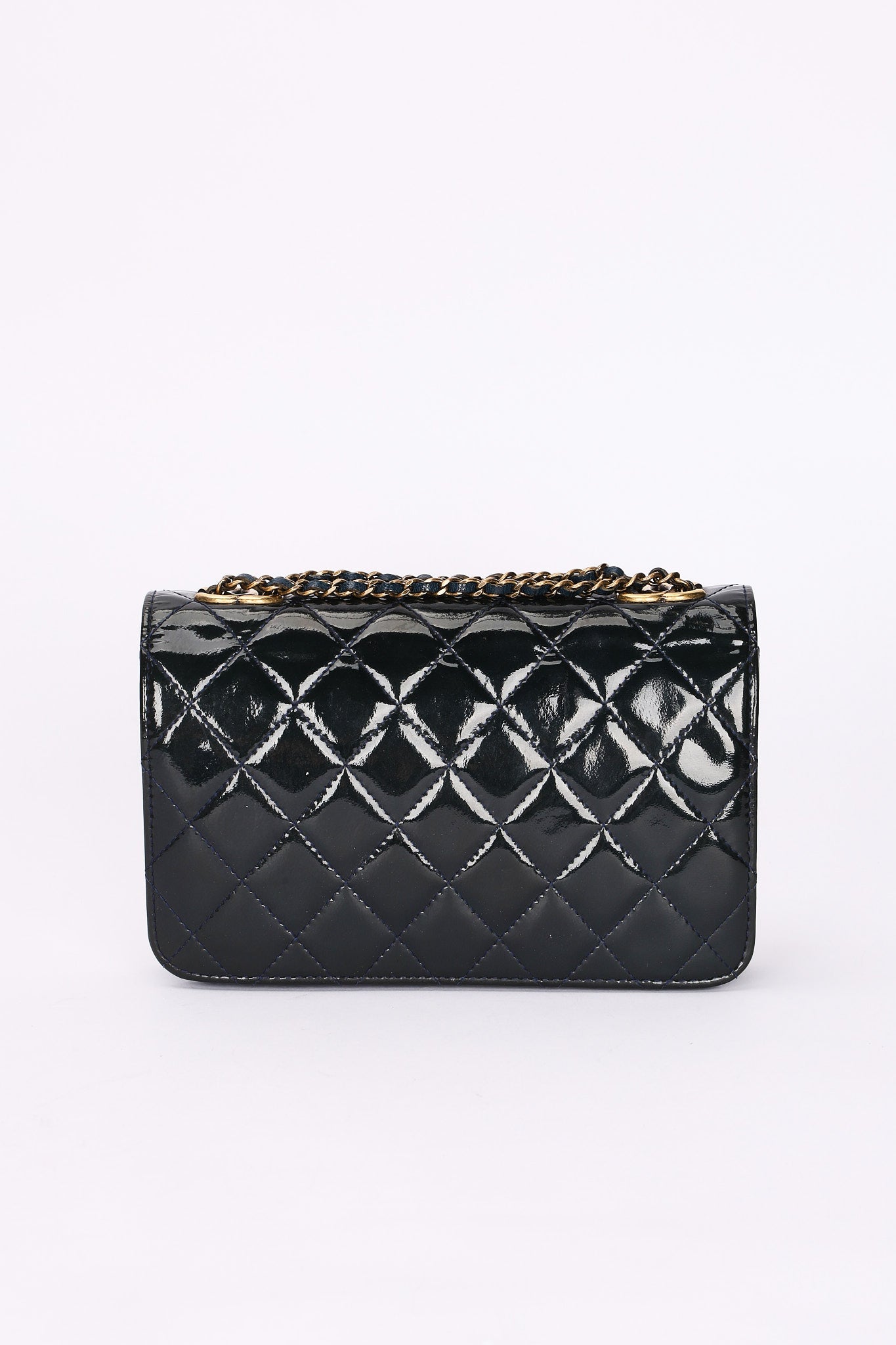 Chanel Paris-Salzburg Wallet on Chain Navy Patent 2015 AGHW