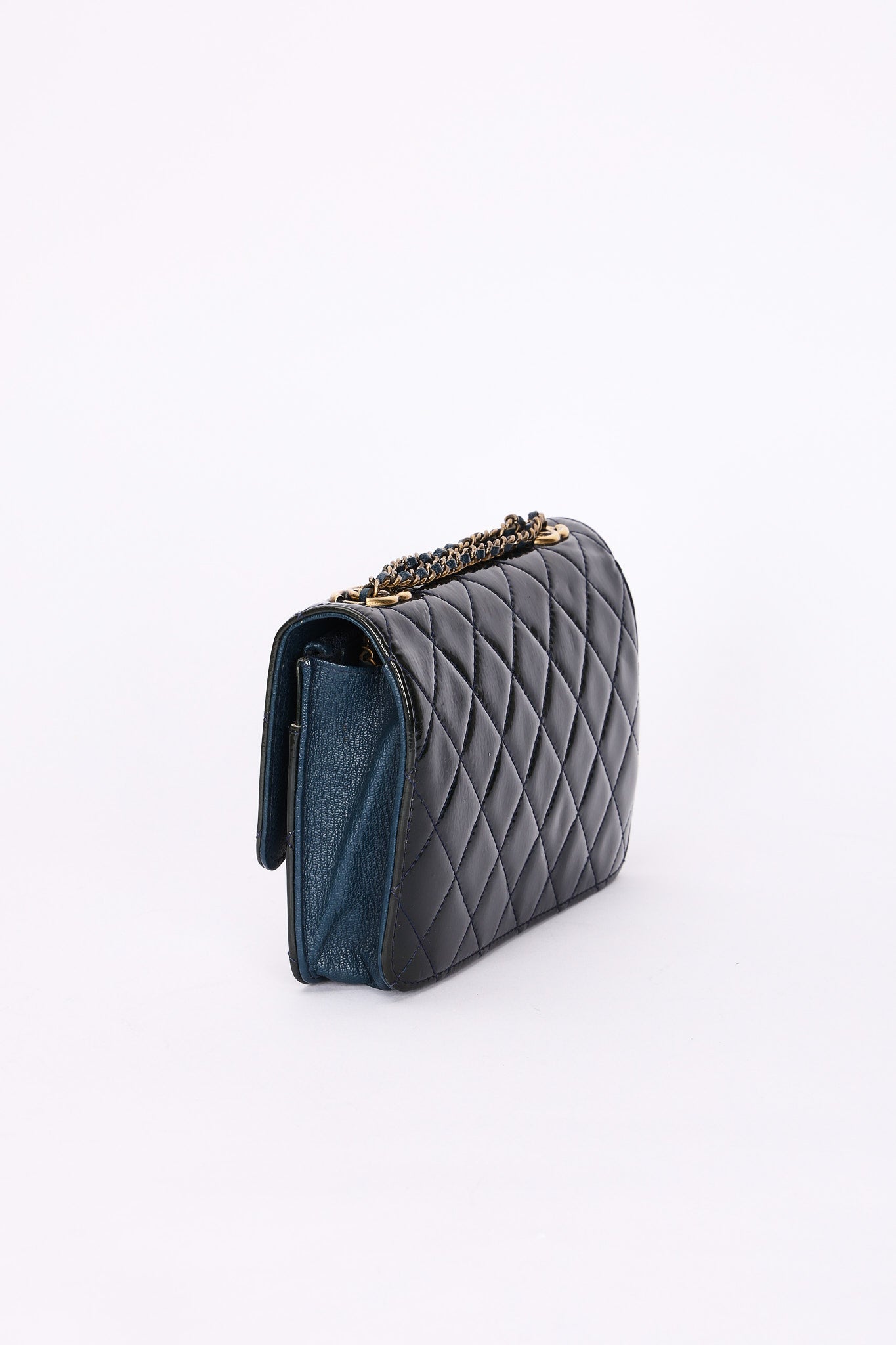 Chanel Paris-Salzburg Wallet on Chain Navy Patent 2015 AGHW