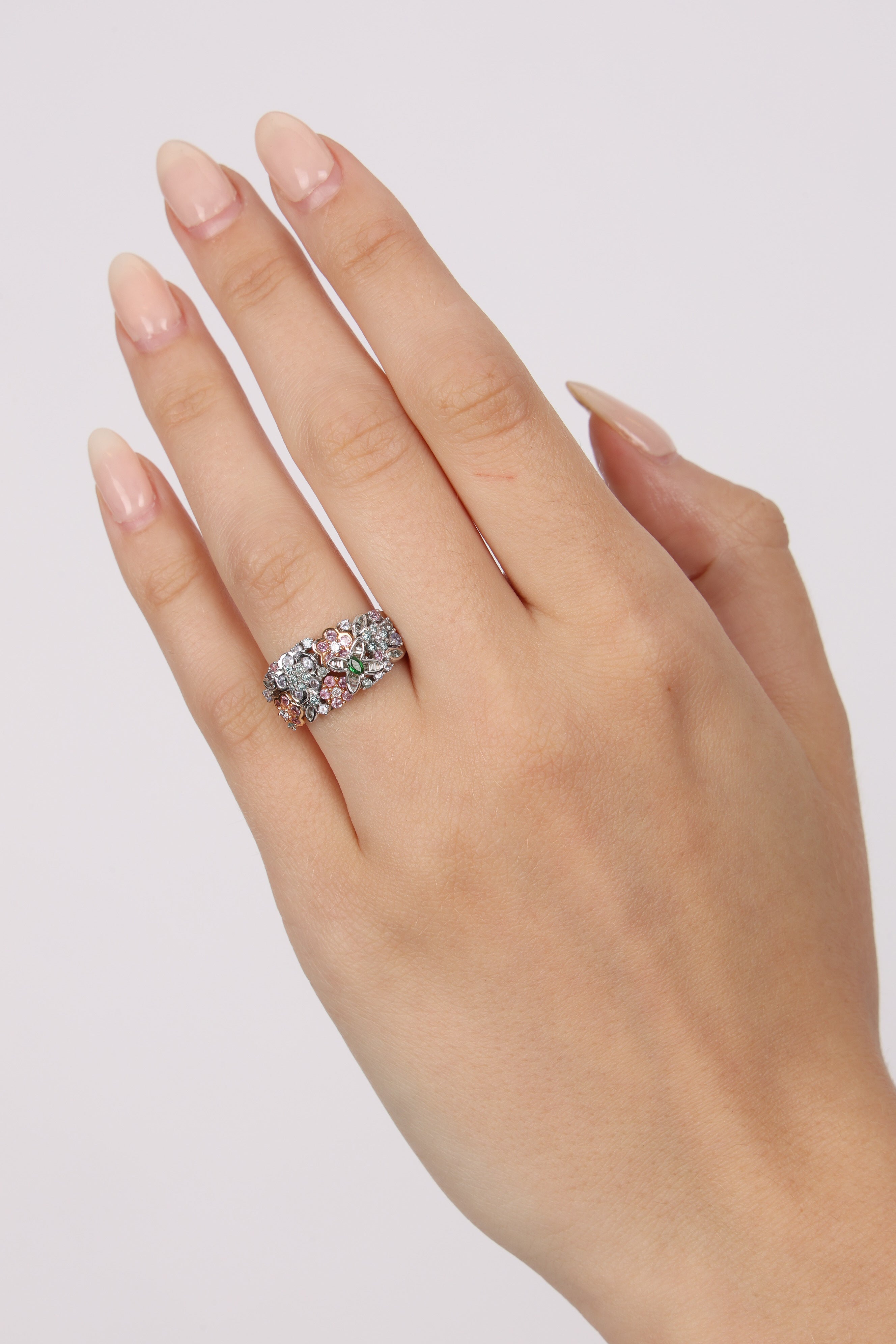 18K Tanzanite Sapphire & Garnet Ring