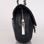 Chanel Chocolate Bar Single Flap Navy Suede SHW