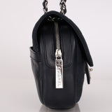 Chanel Chocolate Bar Single Flap Navy Suede SHW