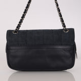 Chanel Chocolate Bar Single Flap Navy Suede SHW