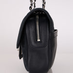 Chanel Chocolate Bar Single Flap Navy Suede SHW