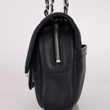 Chanel Chocolate Bar Single Flap Navy Suede SHW